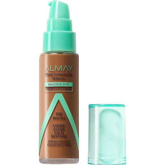 Almay Clear Complexion Acne Foundation Makeup with Salicylic Acid, 910 Mocha - Picture 1 of 7